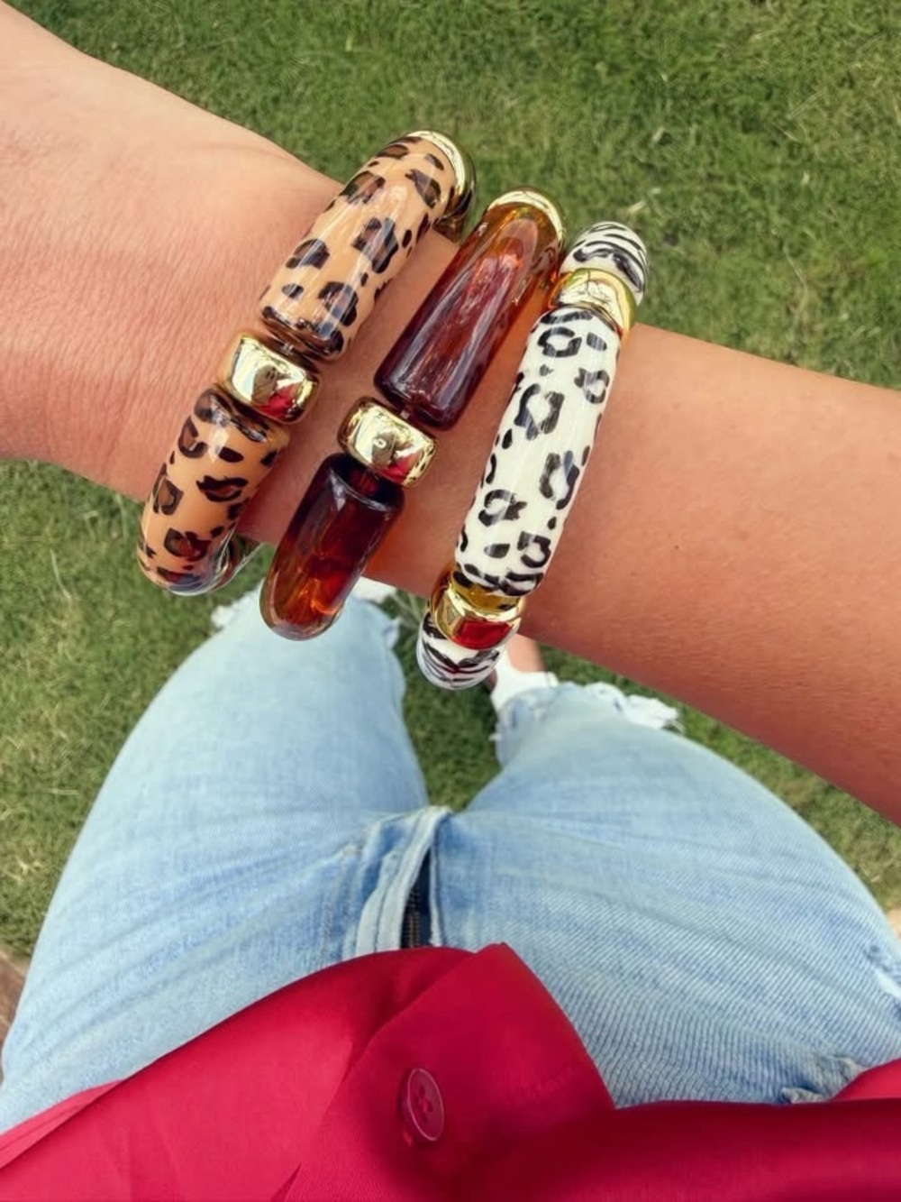 Park Lane Roar bracelet set-  leopard Print and Tortoiseshell Stretch Set of 3
